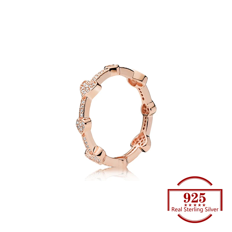 

925 Sterling Silver Rose Gold Gear Heart-shaped Creative Ring Fits Trendy Jewelry Original Ring Women Jewelry Wedding Party Gift