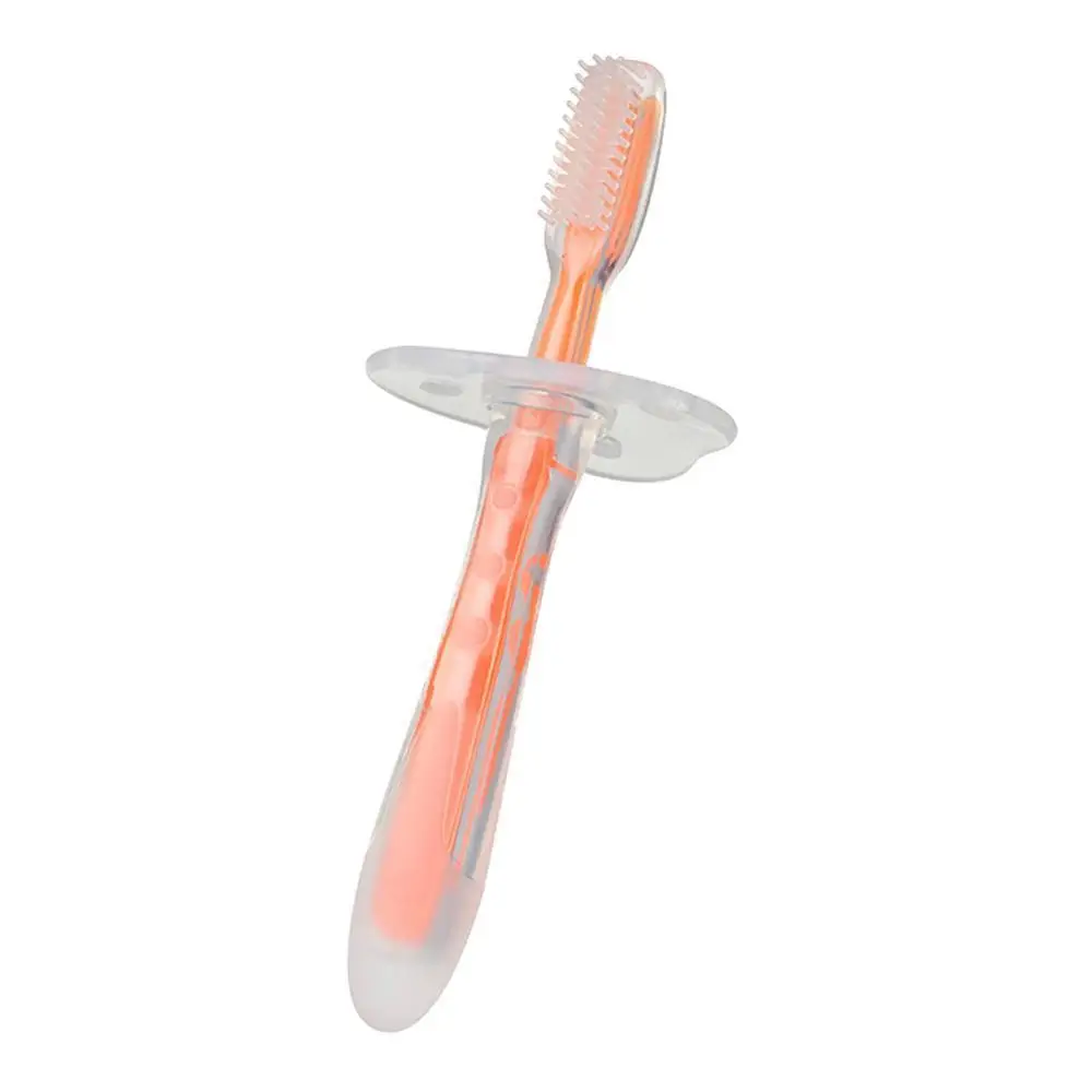 Силиконовая детская зубная щетка уход за зубами для детей новорожденных щетка инструмент зубы учебная щетка рот чистые продукты - Цвет: Оранжевый