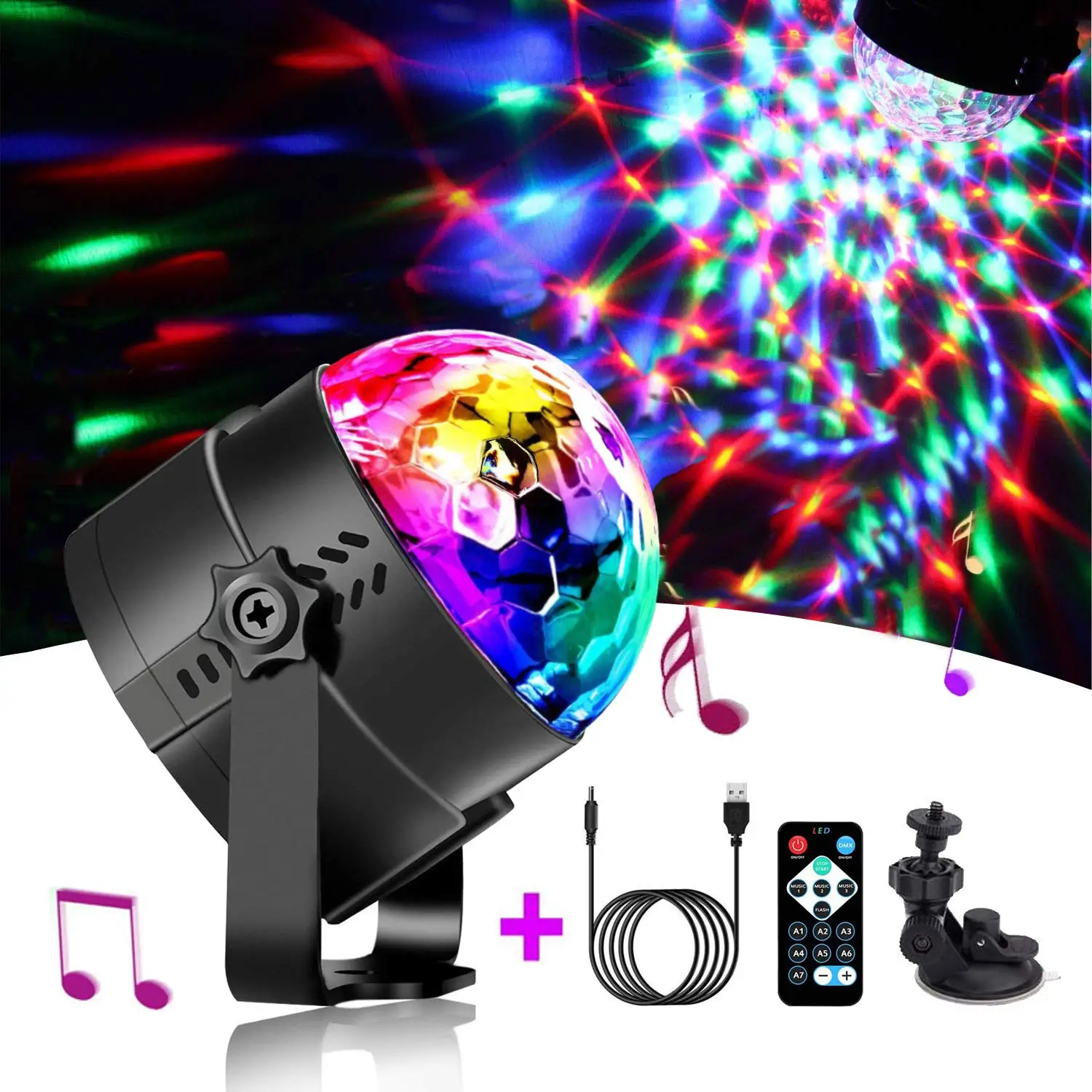 

dj disco magic ball moving head crystal stage light party lights RGB lighting effect dmx voice remote Lamp USB Lumiere KTV