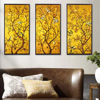 

HAOCHU Branch Rattan Bird Plant Wall Art Canvas Painting Picture Poster Autumn Backdrop Home Living Office Bedside Entrance DIY