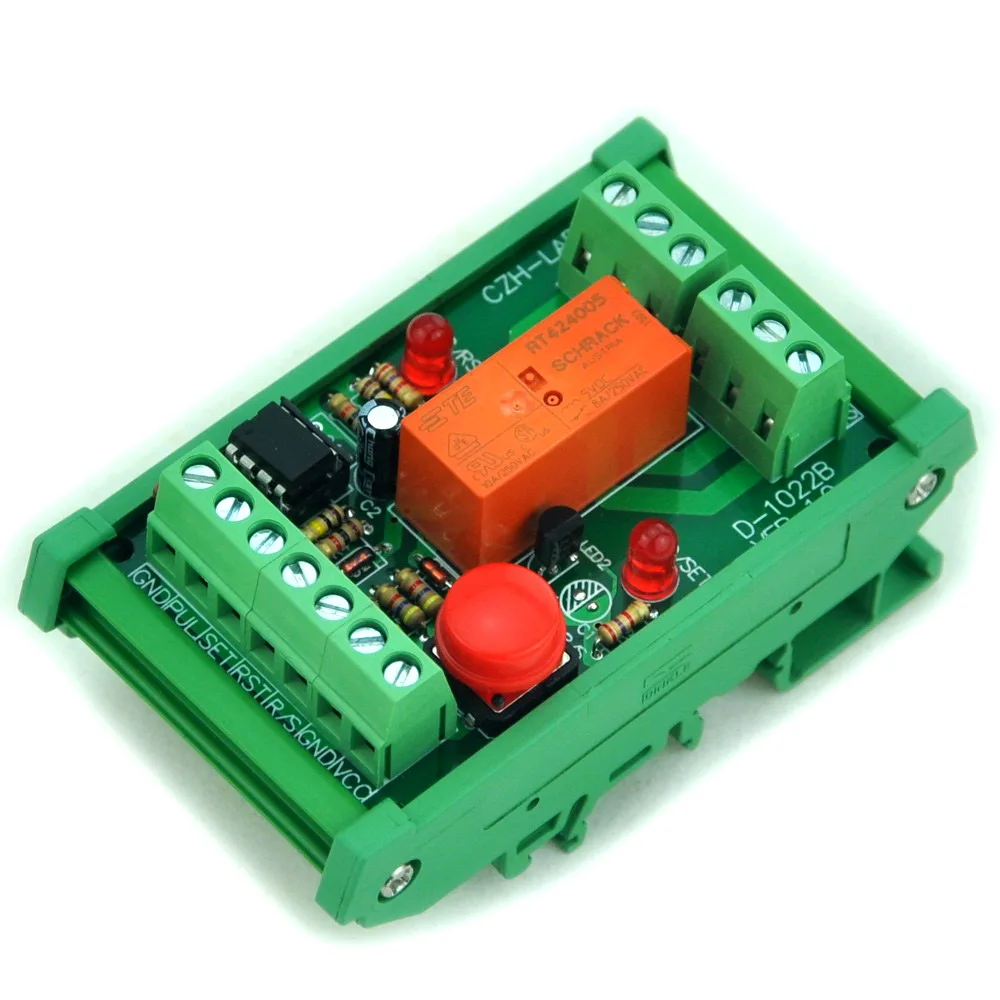 

DIN Rail Momentary-Switch/Pulse-Signal Control Latching DPDT Relay Module, 5V