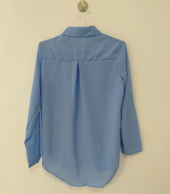 Ladies White Long Sleeve Chiffon Shirt Black Long Tops Women New Turn Down Collar Shirt Blouse Button Office Workwear Shirts Top 31