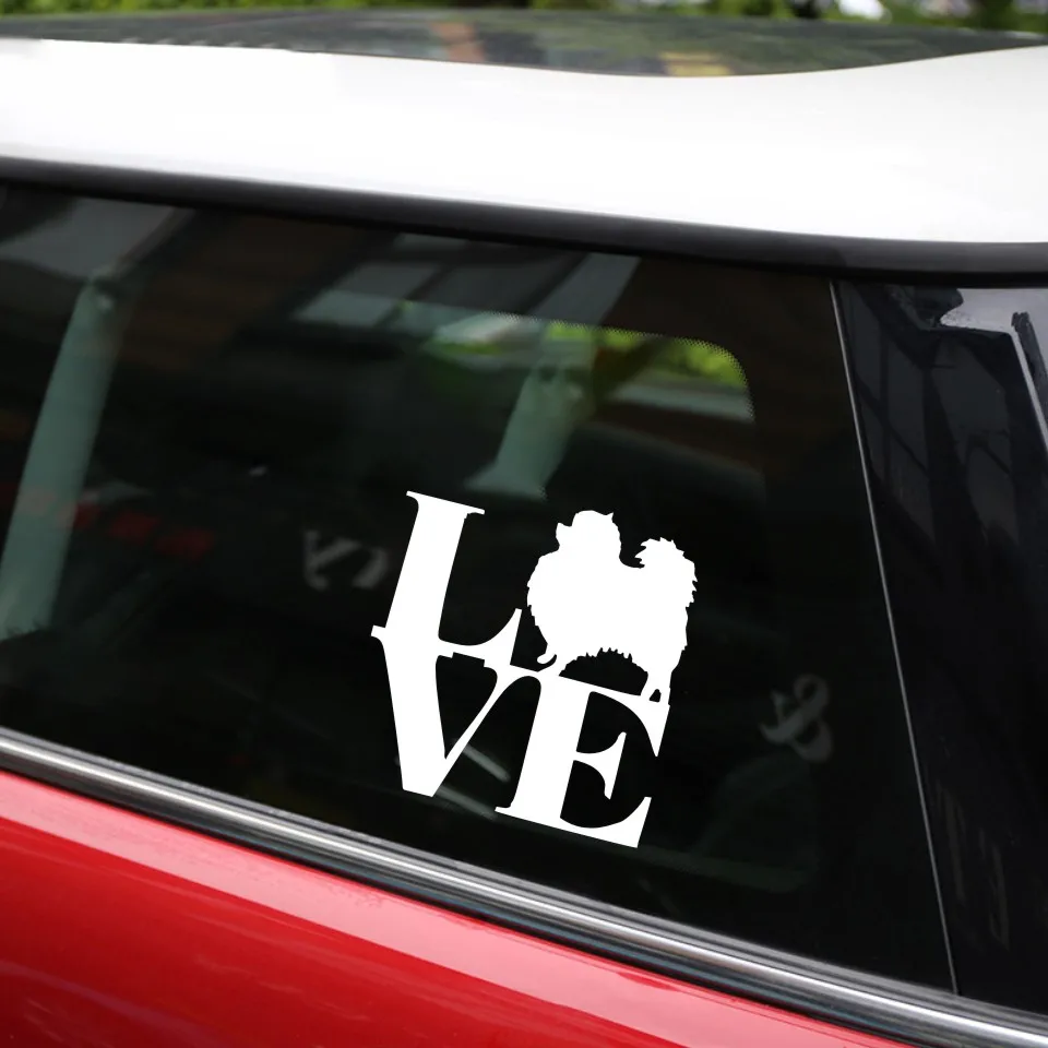Anycuros Creative Personality Fashion LOVE Pomeranian Car Sticker 13.5cm13 (11)