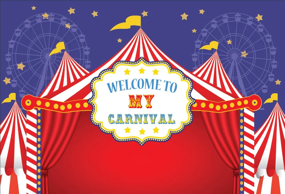

7x5FT Welcome Carnival Circus Tent Stage Ferris Wheel Custom Photo Background Studio Backdrop Vinyl 220cm x 150cm