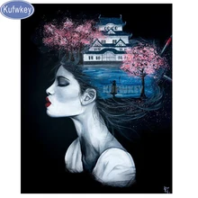 Фото на заказ Сделай Сам картина с кристаллами, абстрактная девушка, 5d алмазная вышивка полная картина для выкладывания квадратными стразами женщина, Декор