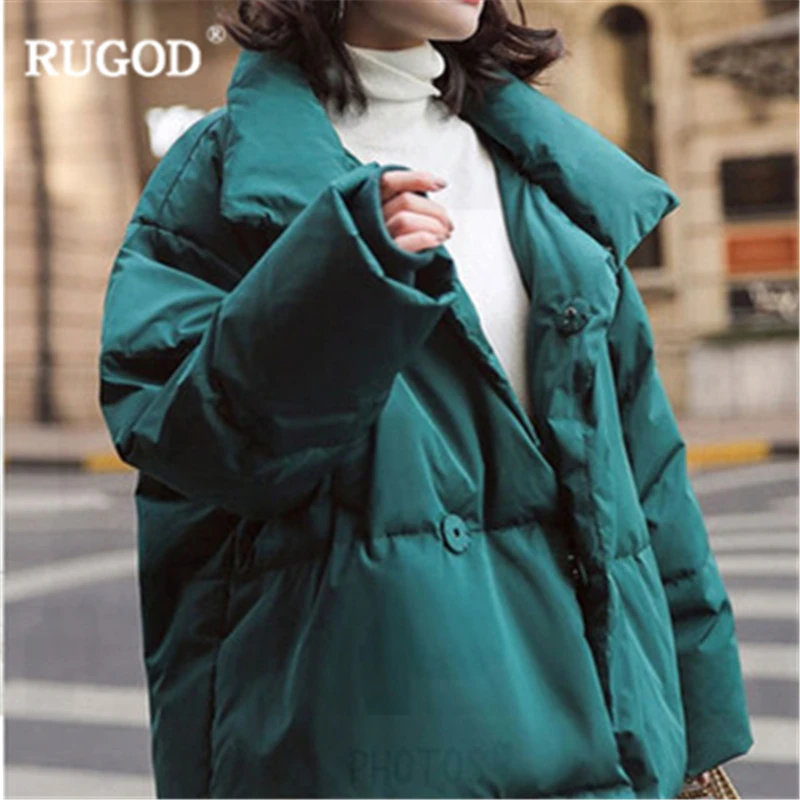 RUGOD новая зимняя одежда, женское плотное пальто, одноцветное хлопковое пальто с длинным рукавом, Повседневная теплая зимняя одежда на молнии, женские топы, casaco feminino