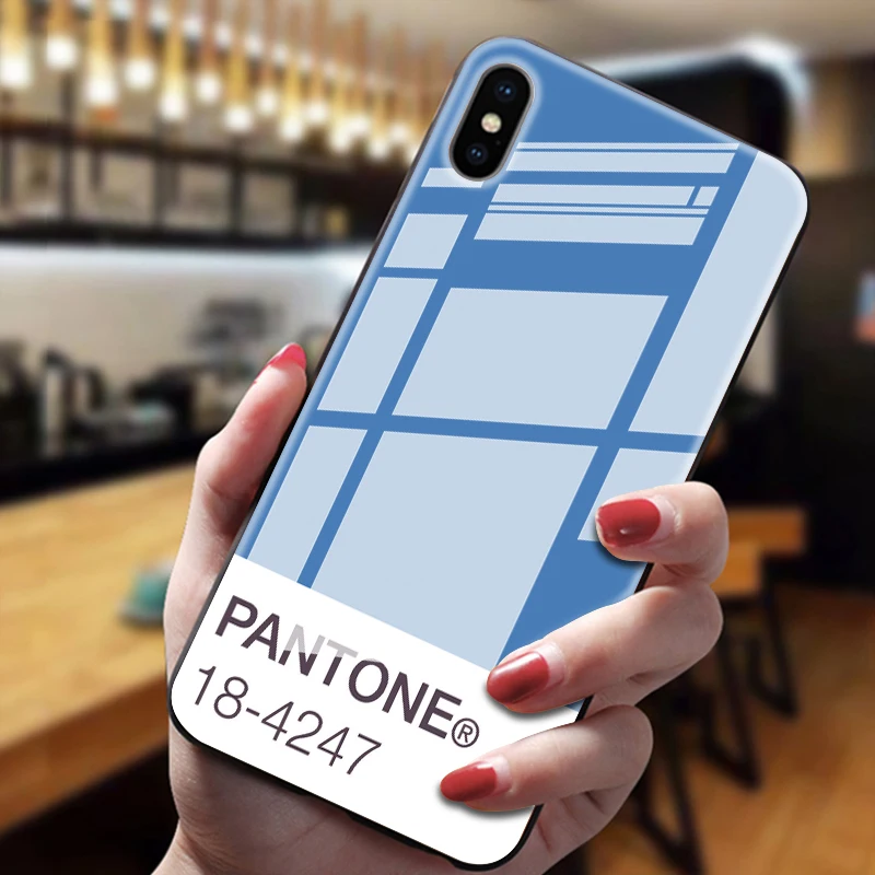 Pantone цветной чехол из закаленного стекла для телефона для iphone 5 6 7 8 6s 6s plus 7plus 8plus x xr xs xsmax - Цвет: 14