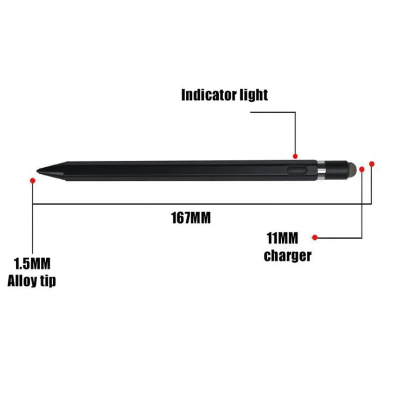 Двойной стилус металлическая ручка для сенсорного экрана для android активный стилус для iPad mini 1 2 3 4 5 air pro 10,5 рисование