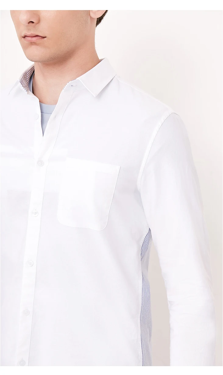 Отборные мужские хлопок Slim Fit полосой сращивания Повседневная рубашка S | 418305526