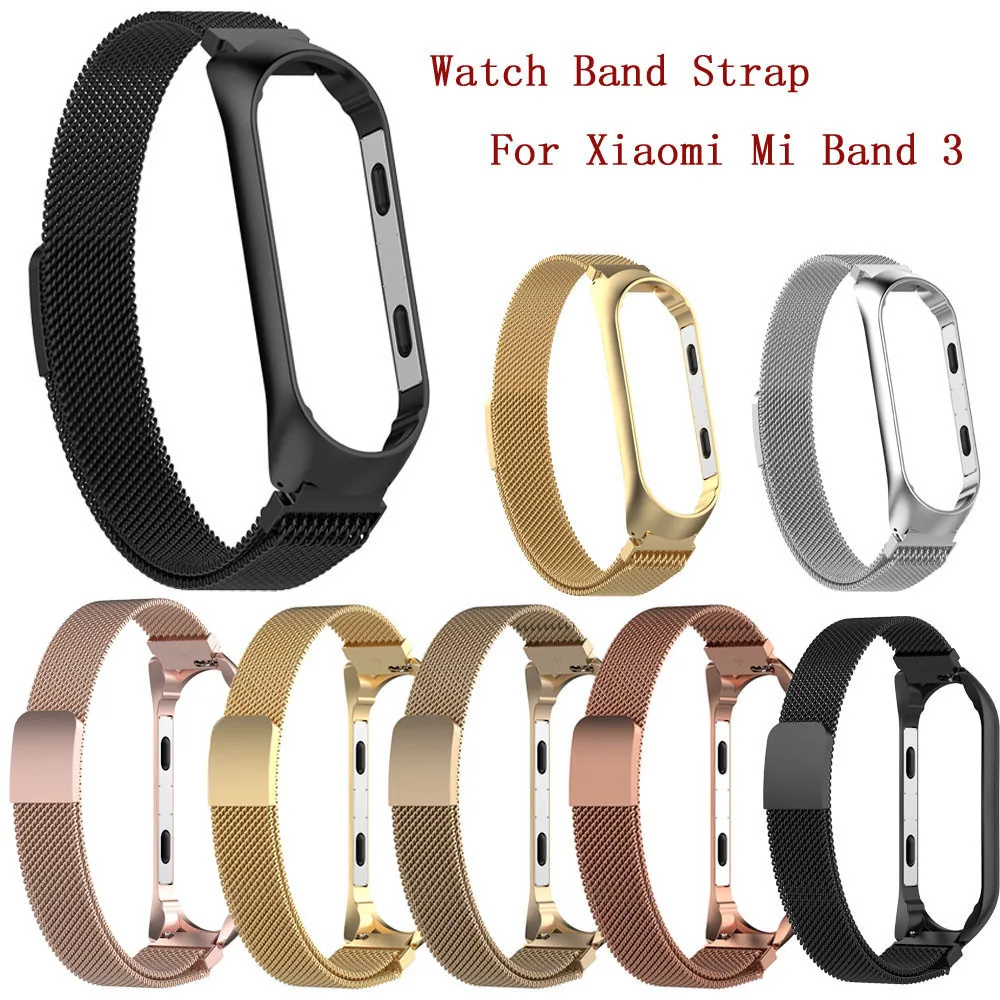 Модный магнитный ремешок из нержавеющей стали для Xiaomi Mi Band 3 стильные ремни на Xaomi