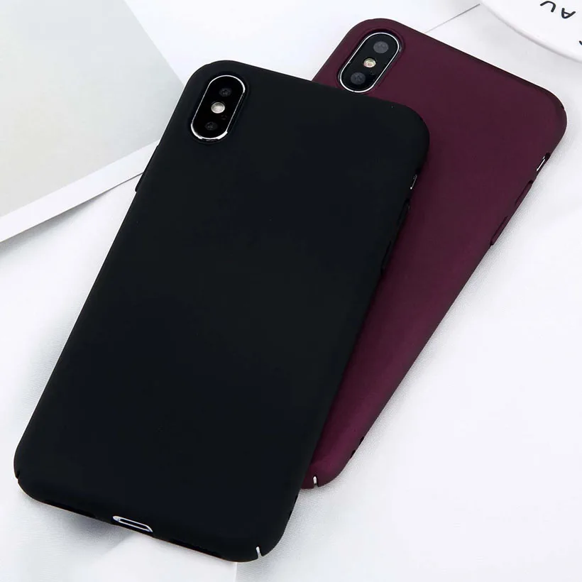 

For iPhone X Xs Max XR 8 7 Simple Plain Phone Case Slim Frosted Hard PC Back Cover For iPhone 8 7 6 6S Plus 5 5S SE Cases