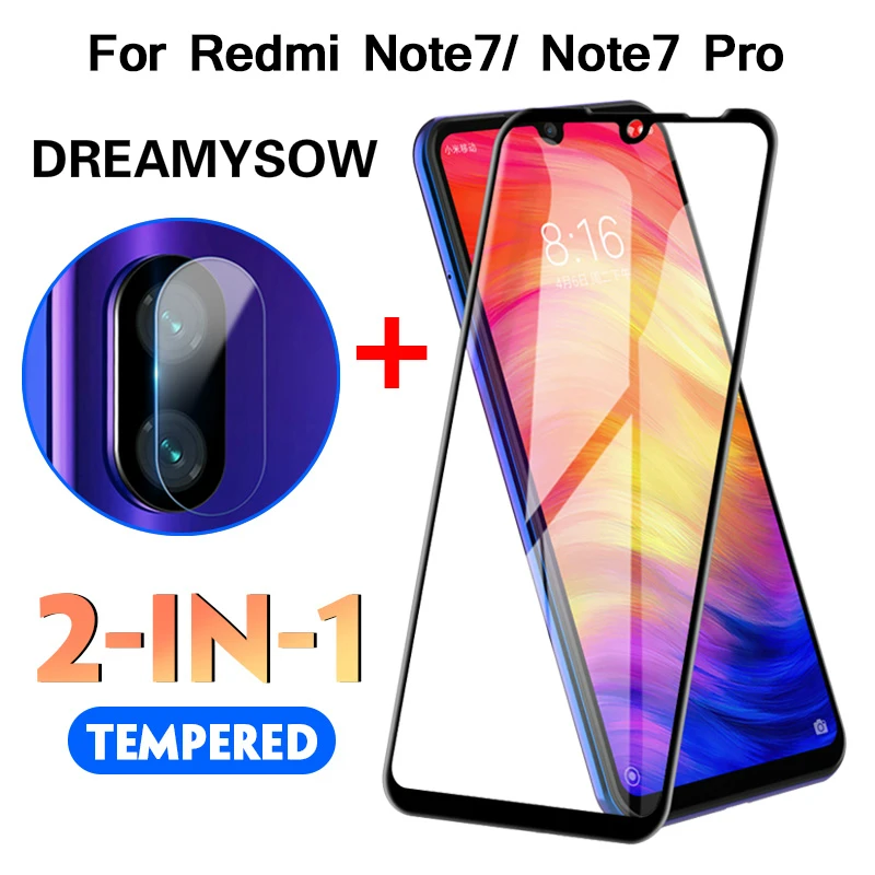 

2 IN 1 Full Cover Tempered Glass For Xiaomi Mi5X A1 9T Pro Redmi Note 7 Pro K20 Pro 7A 4 4X 5 Plus Camera Lens Screen Protector