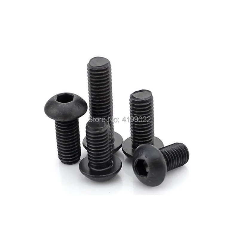 

50Pcs M2 M2.5 M3 M4 ISO7380 Alloy Steel with black Round Head Screws Mushroom Hexagon HEX Socket Button Head Screw Bolts