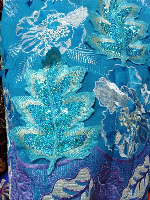 

3D flowers design good quality african appliqued cotton lace fabric 5yards polyester/cotton lace fabric with sequins 153JUN032
