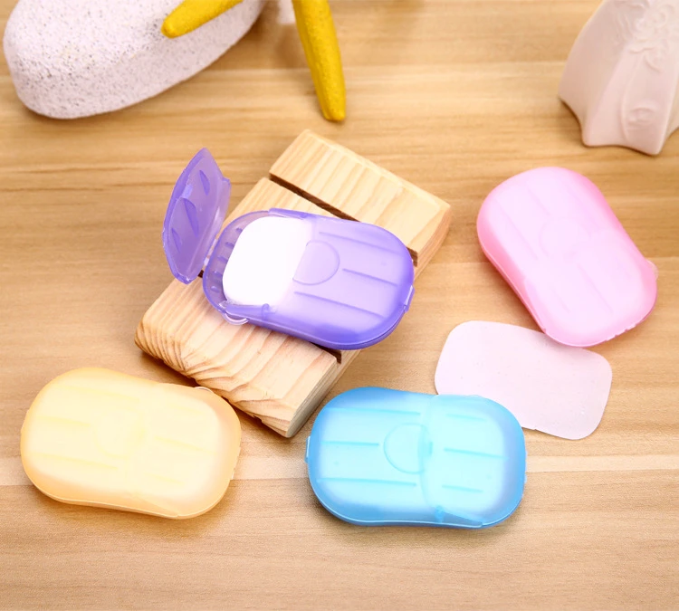 

Wedding Favor 20pcs/Bag Travel Essential Hand Soap Sheet Paper Soaps Portable Foaming Box Paper Slice Convenient Camping Hiking