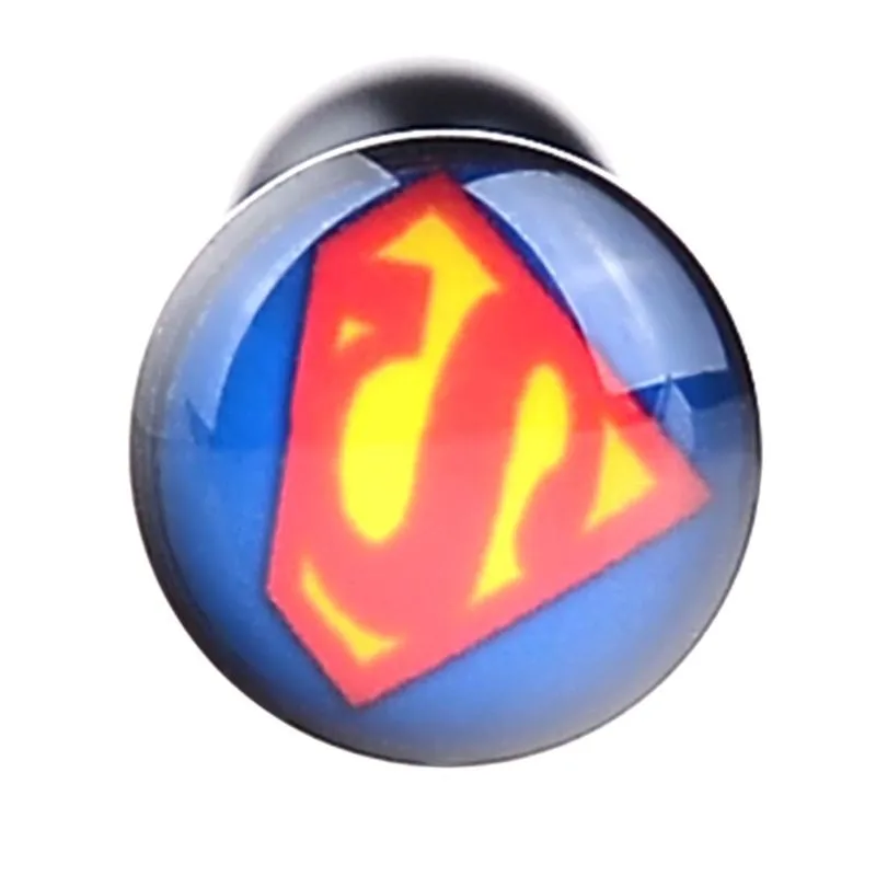 1 шт., черное акриловое кольцо с Бэтменом и Суперменом, кольцо для языка, фосфоресцирующее клен, кольцо для сосков, штанга, пирсинг, ювелирные изделия