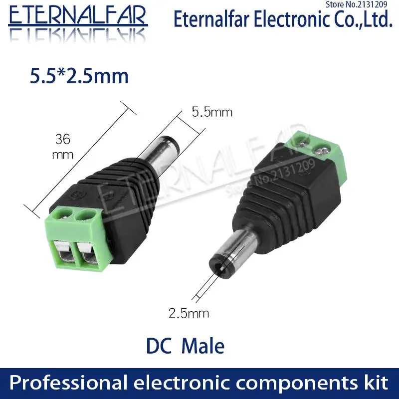 5,5 мм x 2,1 мм 2,5 мм Женский разъем постоянного тока адаптер питания 5050 3528 5060 одноцветная Светодиодная лента и настройка CCTV вилка