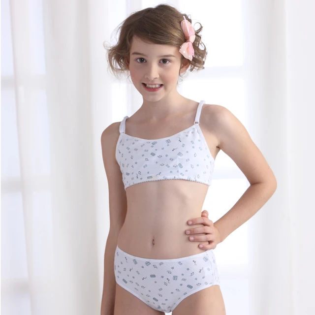 Louis spring female child young girl underwear set female child lycra  cotton bra panties set