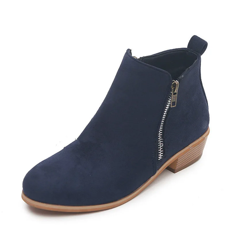Tangnest/Замшевые женские ботинки; весенние короткие ботильоны на низком каблуке; Винтажные ботинки в байкерском стиле для верховой езды; женская обувь на высоком каблуке; XWX6905 - Цвет: blue