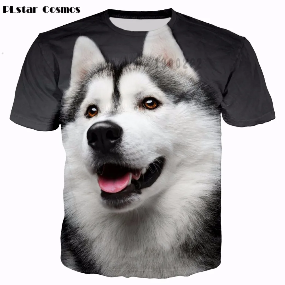 PLstar Cosmos brand t shirt men Husky dog 3d t shirt animal short