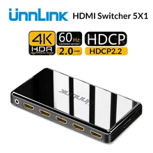 Unnlink HD mi коммутатор 5×1 HD mi 2,0 UHD4K @ 60 Гц RGB4: 4: 4 HDCP 2,2 HDR 5 в 1 выход для smart tv mi box3 ps4pro xbox one x/s проектор
