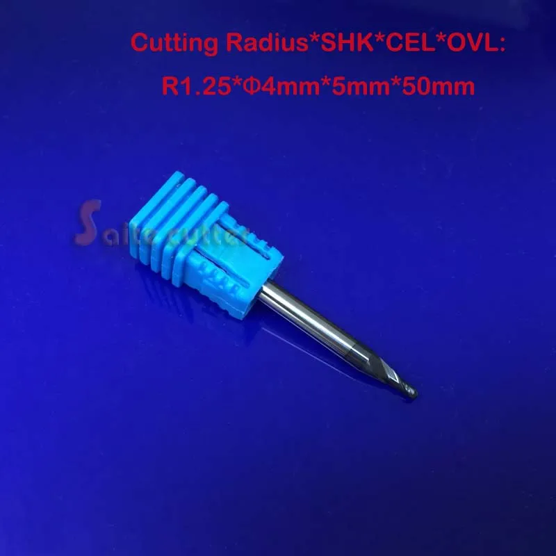 

5pcs 2 flutes ball nose end mill SHK 4mm R1.25*5*50L*2.5D HRC45 milling cutter Flute Length 4MM solid carbide end mills
