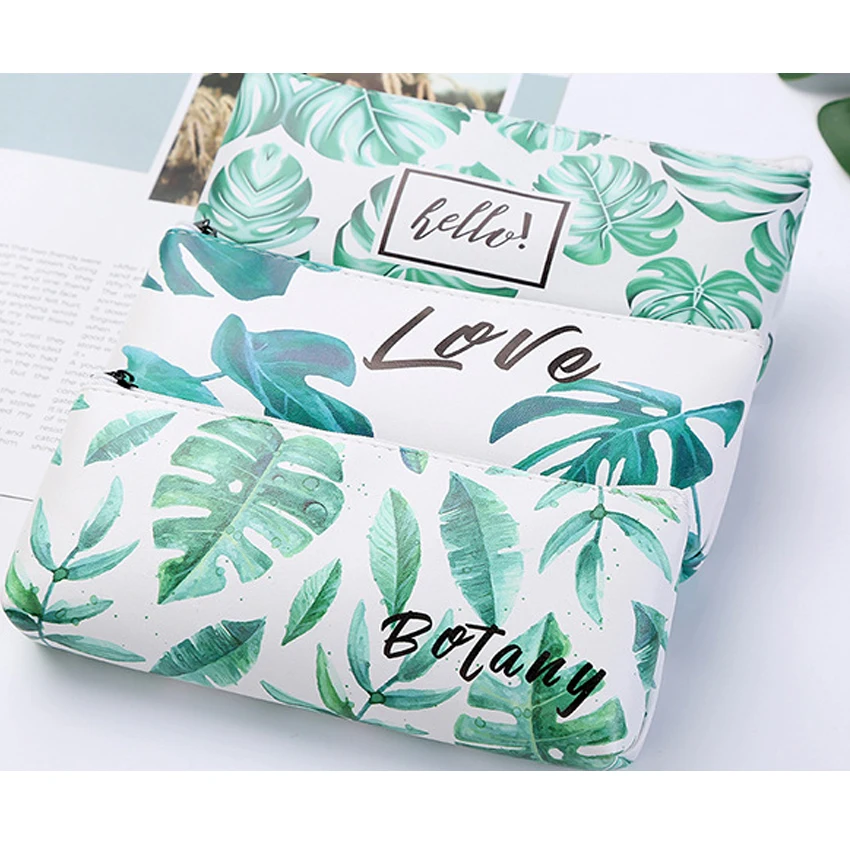 

1Pcs/lotSmall Fresh Leaves Large Capacity School Supplies Stationery Gift Cute Pencil Box Pencilcase Pencil Bag