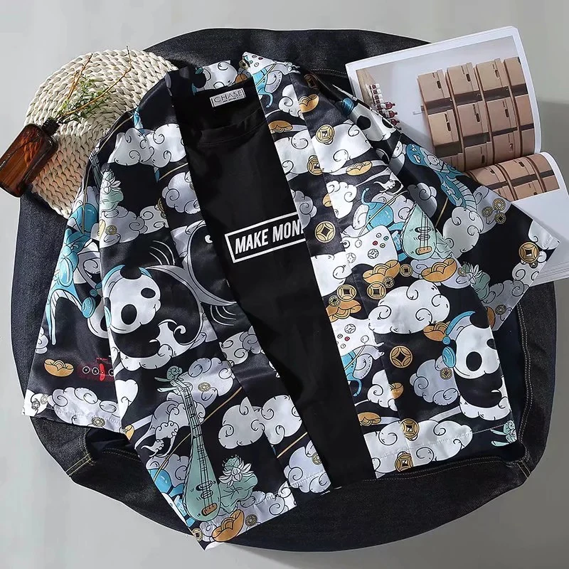 

Women's Cardigan 2019 Summer Fashion Cat Print Chiffon Blouse Panda Print Casual Shirts Harajuku Short Sleeve Women Clothing