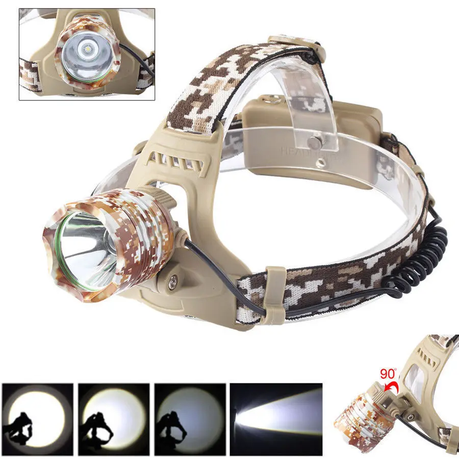 

LED Rechargeable Headlamp XML-T6 Camouflage Strong Head Lamp Outdoor Lighting USB Charging Headlight for Camping Fishing