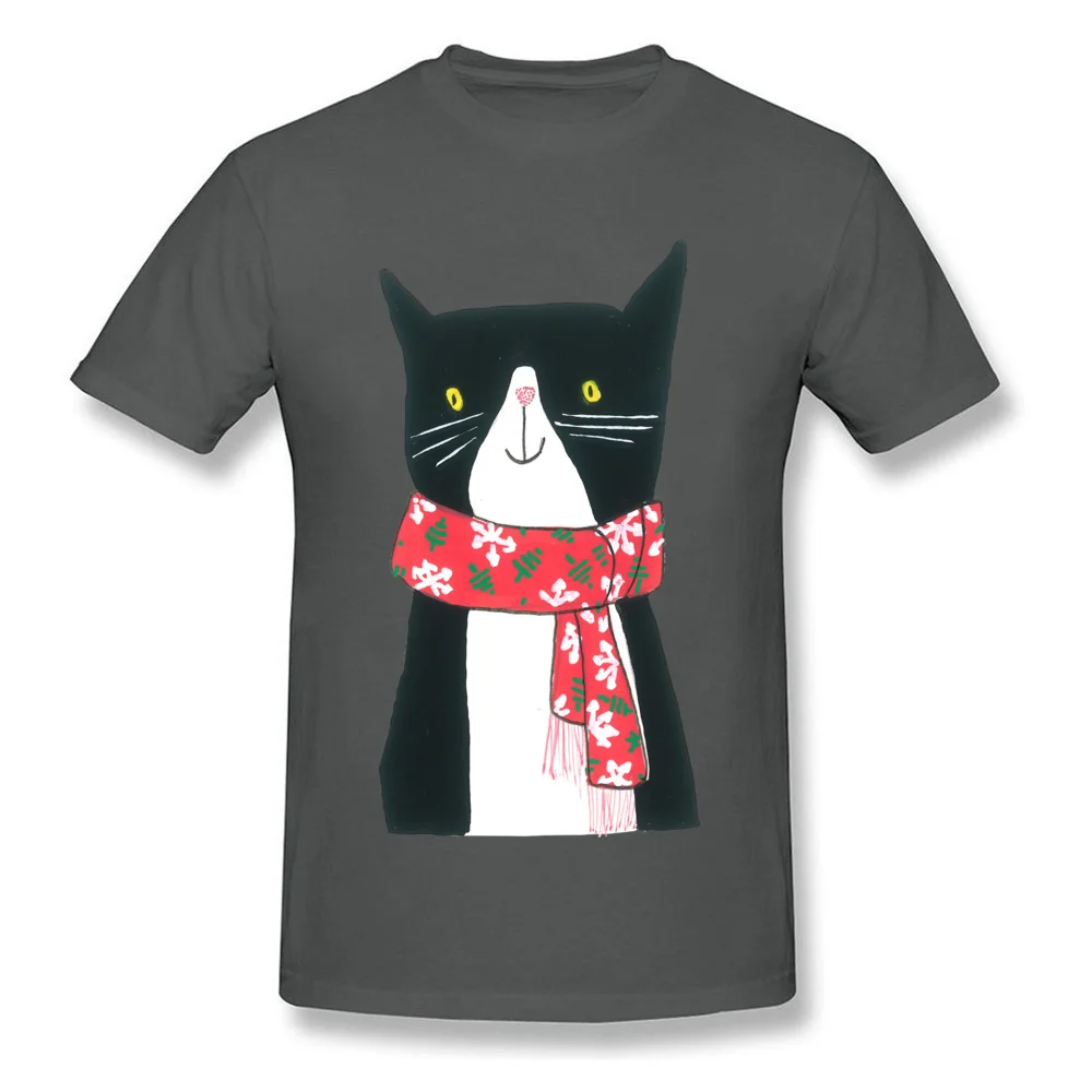 Cat With A Scarf All Cotton Tops Shirt for Men Leisure Top T-shirts Custom Discount O-Neck T-shirts Short Sleeve Cat With A Scarf carbon