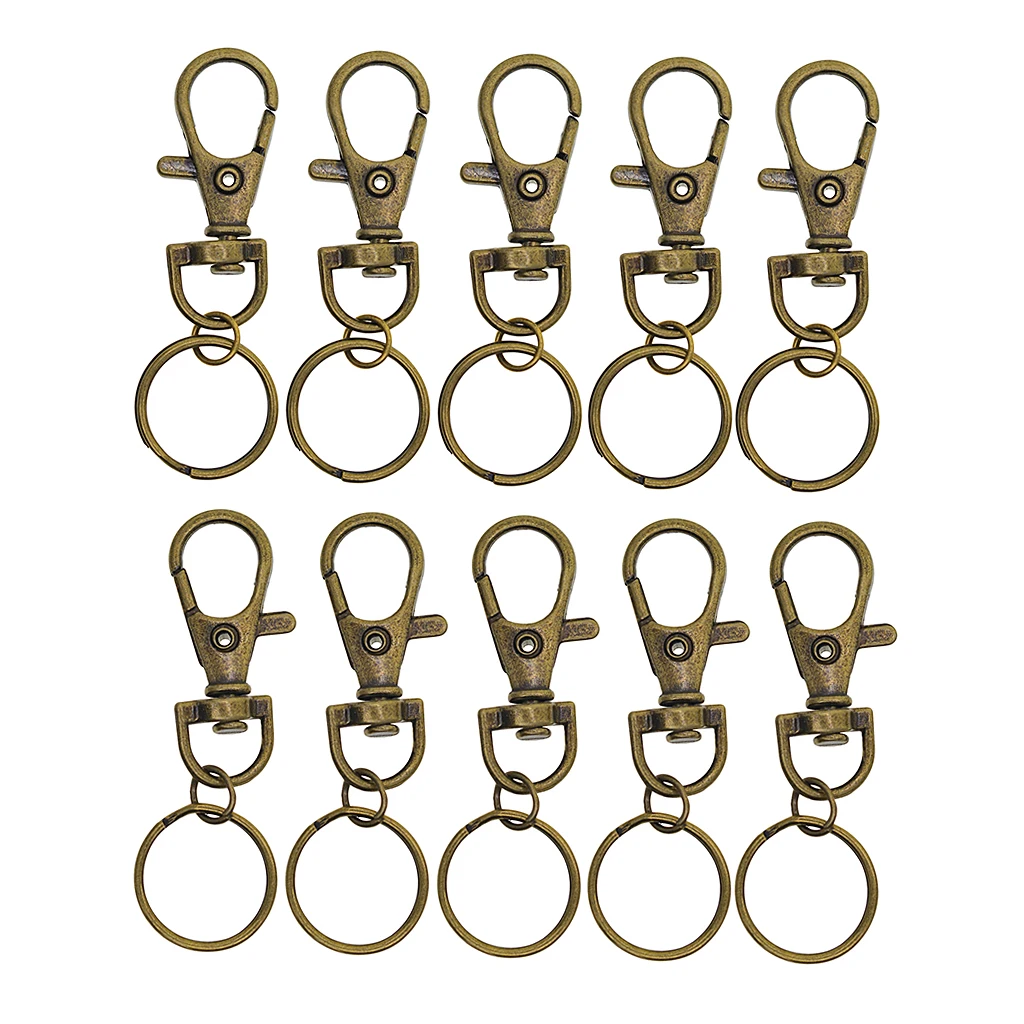 10 Pieces/Set Vintage Metal Swivel Lanyard Snap Hook Lobster Claw Clasp with Key Rings DIY Jewelry Findings