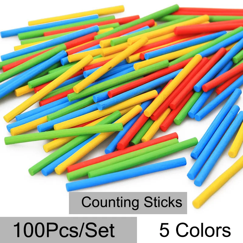 

100Pcs/Set Kids Colorful Bamboo Digital Counting Sticks Number Mathematics Teaching Aids Learning Educational Math Toys