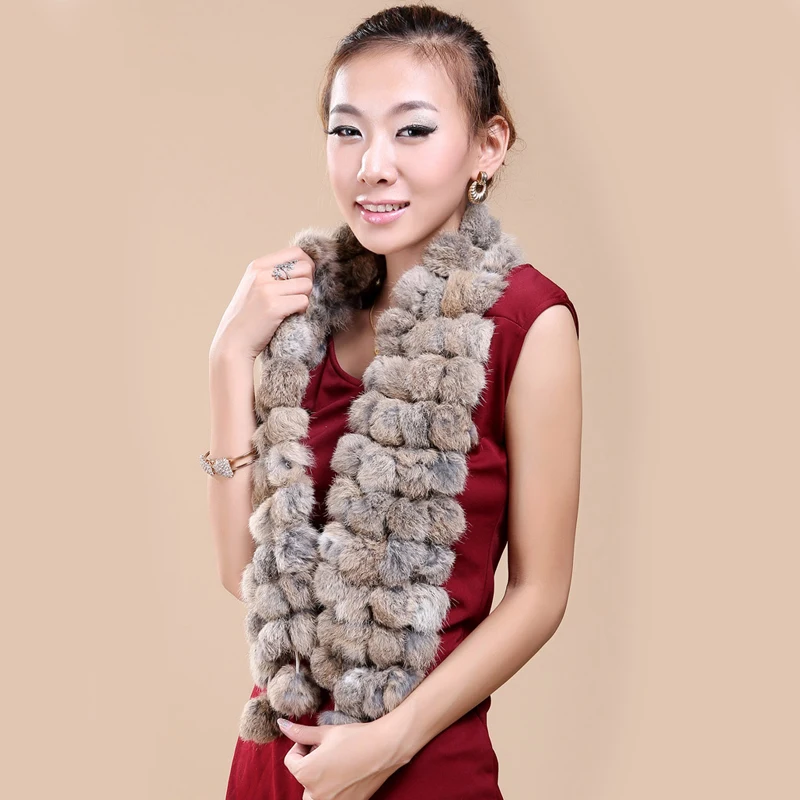 

2018 Winter Women Genuine Fur Scarf Real Rex Rabbit fur Balls Scarves Russia Cute Female Fashion Warm Fur Scarf Colourful