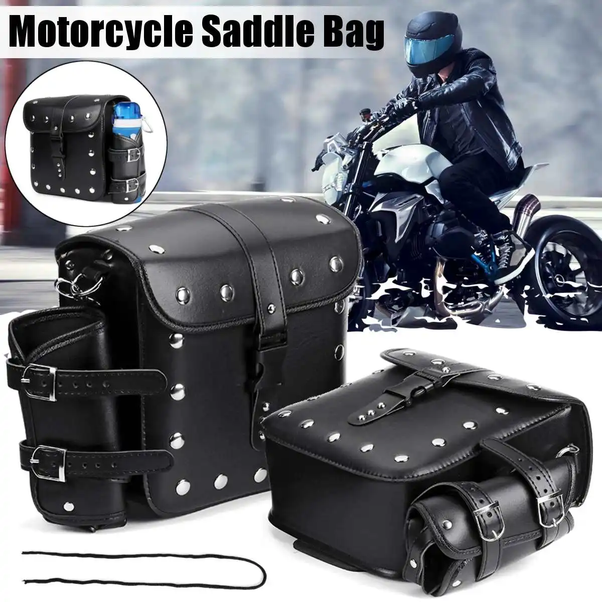 

Pair Leather Motorcycle Waterproof Racing Race Travel Bags With Kettle Bag Suitcase Saddlebags For KTM Motor Motorbike Side Bags