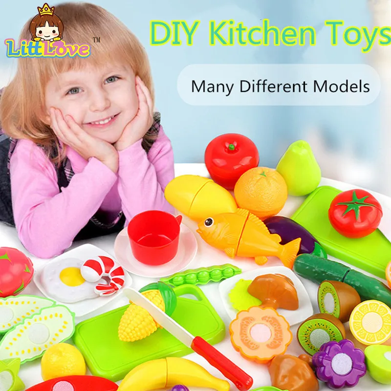 

LittLove Plastic Play Toy Fruit and Vegetables Cake Cutting Kids Pretend Play Educational Toys Cooking Kitchen Toys For Children