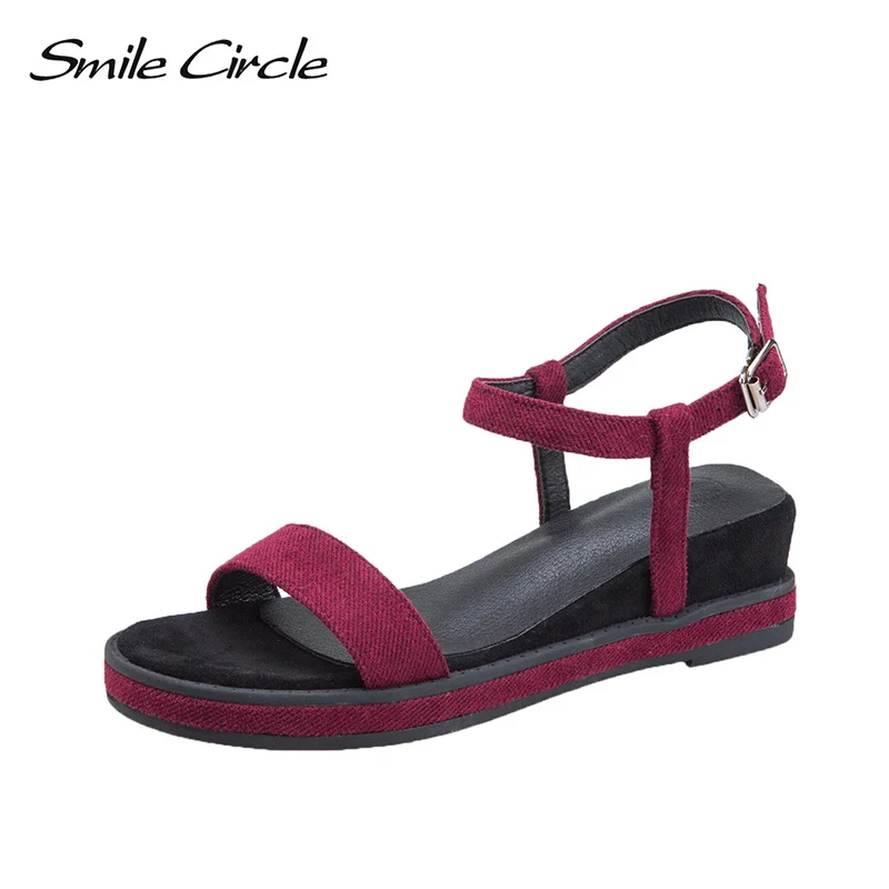 

Smile Circle 2019 Summer Casual Wedge Sandals Women Fashion Flat Shoes Women Rome Style Open Toes Shoes Outdoor Shoes