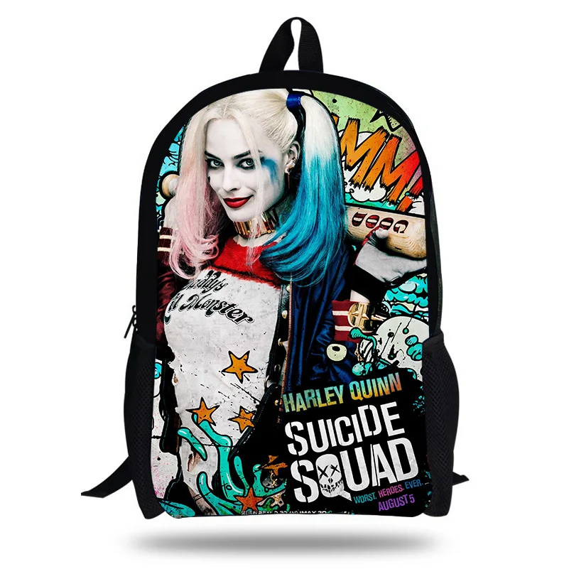 

Popular 16 Inch Suicide Squad Backpack Set For Children Harley Quinn Joker School Bags Boys Girls Bookbag