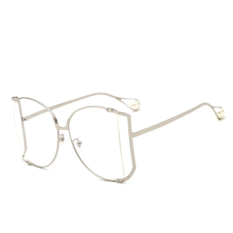 Роскошные брендовые дизайнерские негабаритные оправы для очков для женщин, большие очки без оправы, женские прозрачные очки, прозрачные линзы - Цвет оправы: Белый