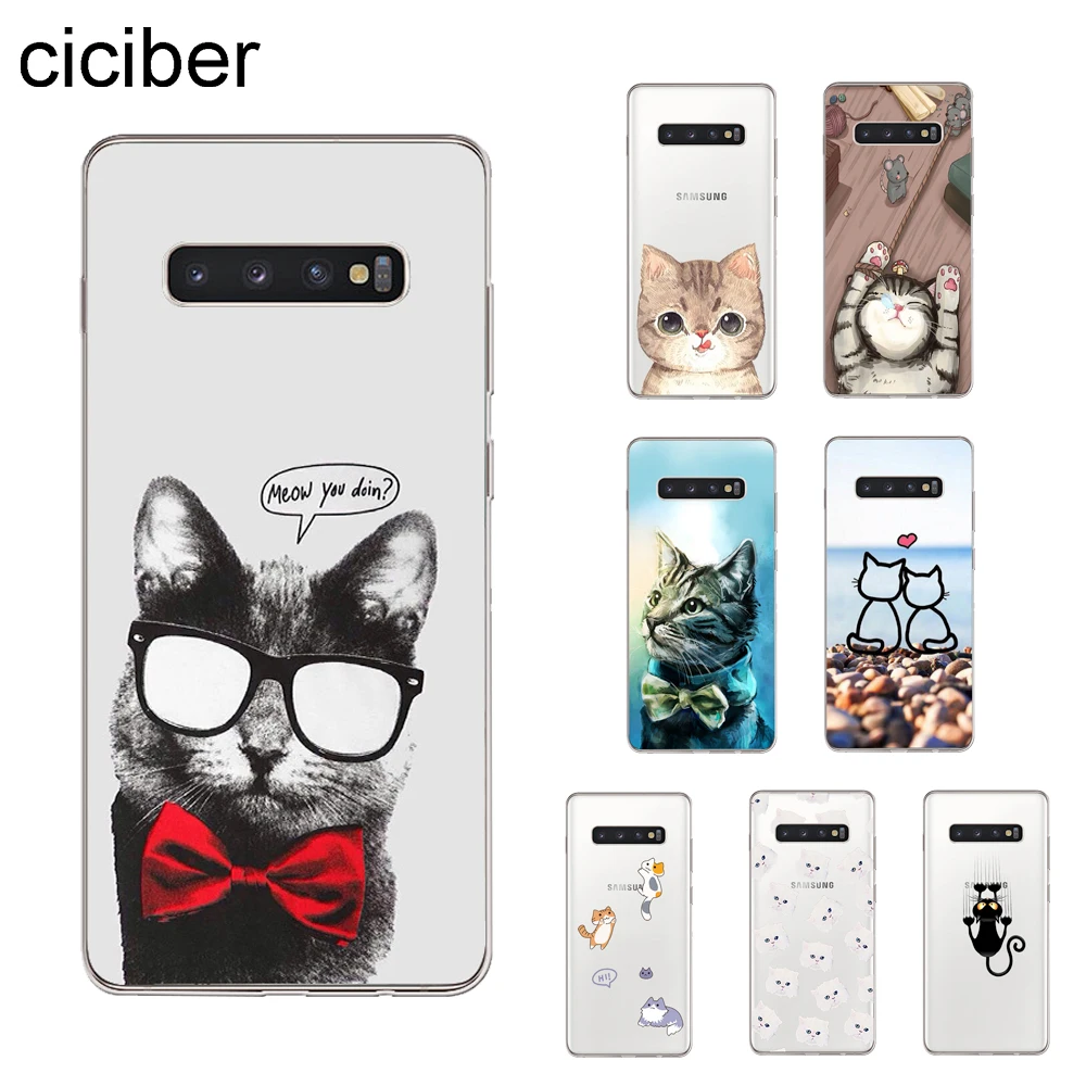 

ciciber Animal Funny Cat Cover For Samsung Galaxy S9 S8 S7 S6 S5 S10+ S10e Lite Edge Plus mini Phone Cases Soft TPU Shell Capa