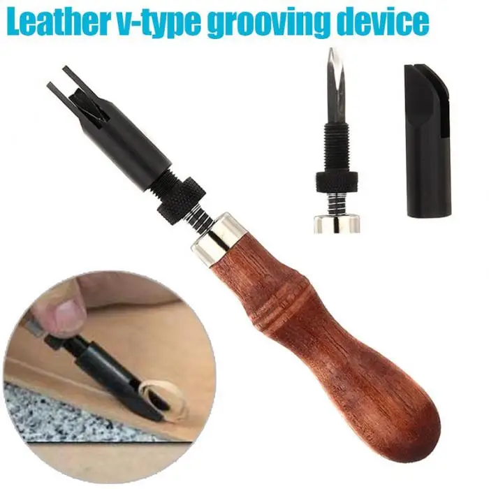 Handmade Leathercraft Leather Edge Beveler Cutting Groover Skiving Trimming Adjustable V Style DIY Leather Craft Tool LAD-sale