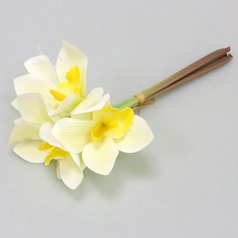 Flone Искусственный Настоящее сенсорный Cymbidium Моделирование Малый цветок орхидеи искусственные цветы, букет Свадебный дом вечерние Декор