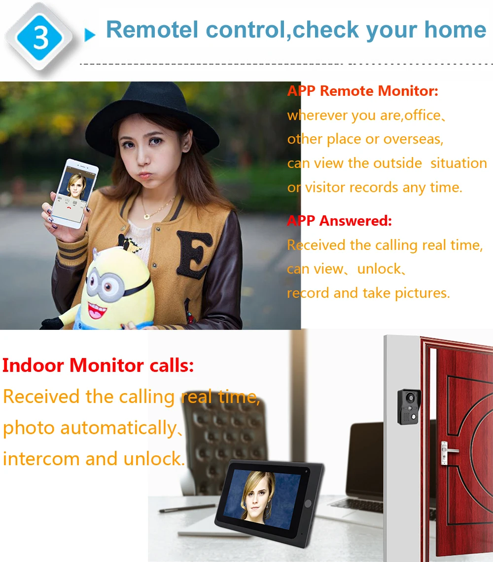 Mountainone проводной/Беспроводной WI-FI " видео-телефон двери для 2-х дверный, Домашний домофон Системы w/t IR-CUT фотографирования фото/видео Функция 2V1