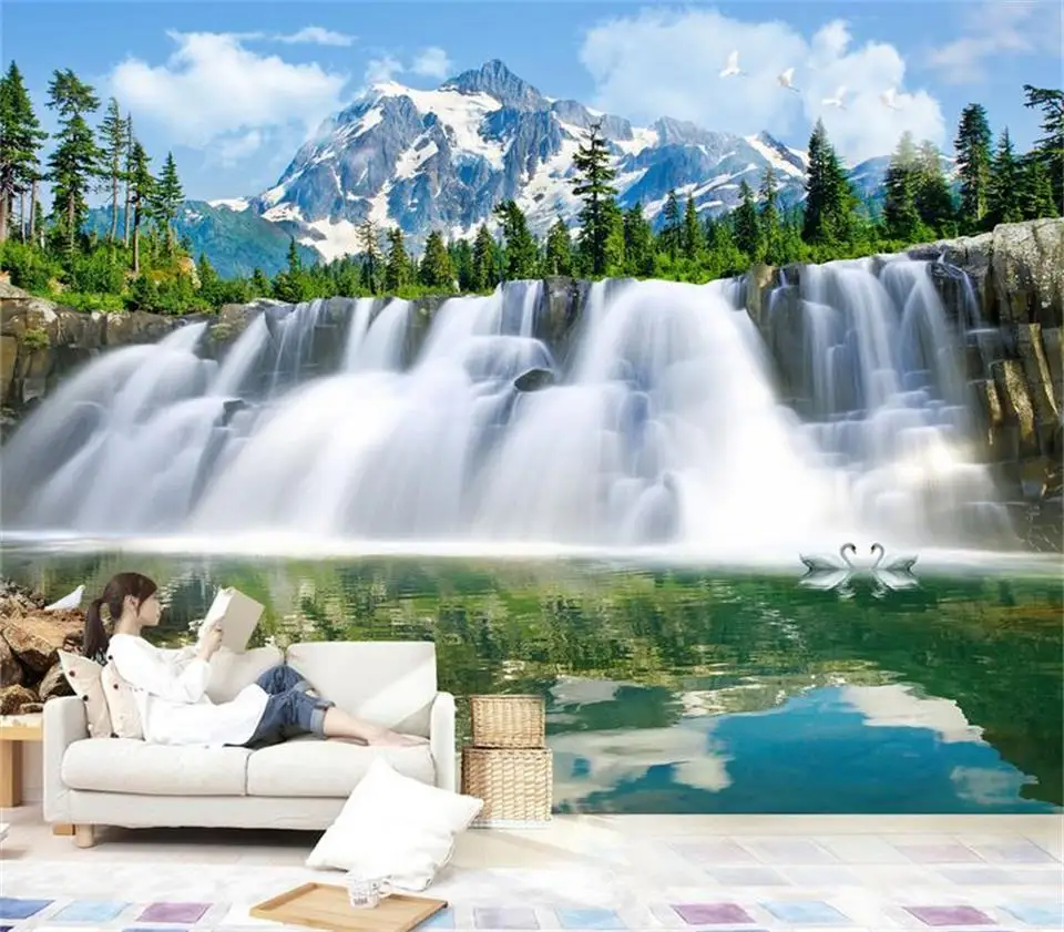 Custom mural living room 3d photo wallpaper snow mountain spring