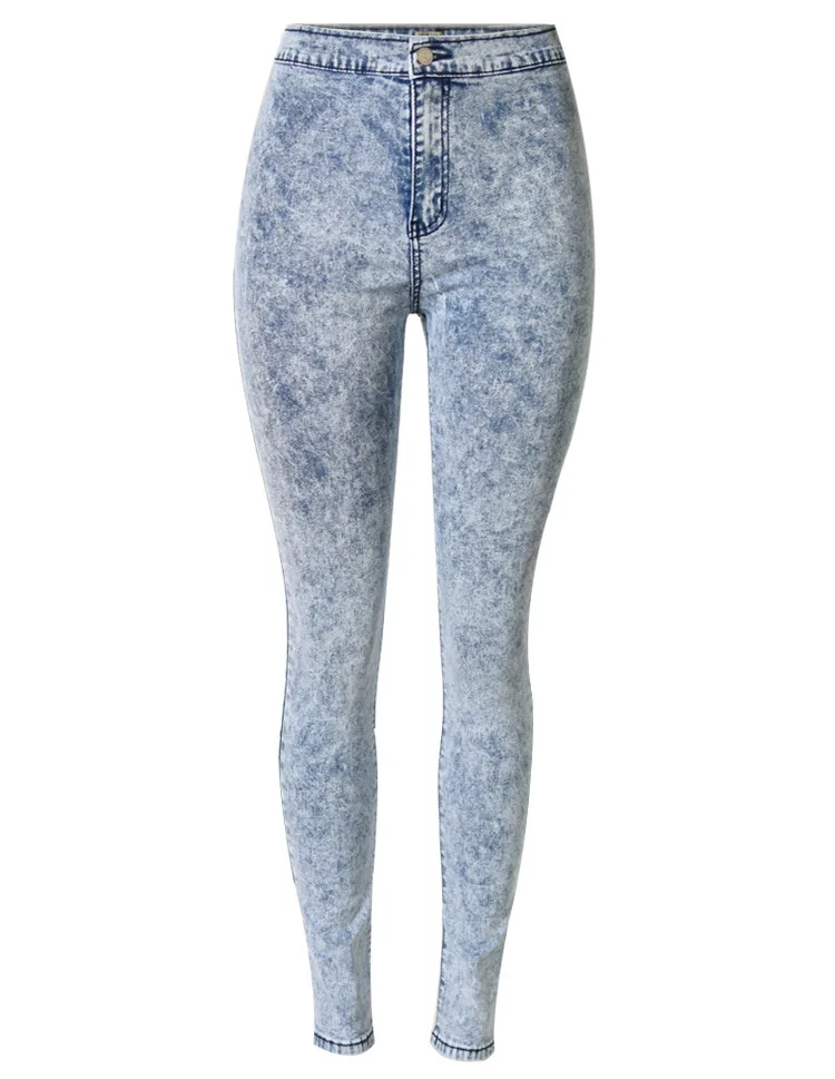Высокая талия джинсы для женщин женские узкие женские обтягивающие джинсы плюс размеры легкая стирка синие джинсы