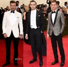 Handsome White Black Gray Men’s Wedding Prom Pageant Suits 2 Pieces Groom Tuxedos Best Man Suit blazer masculino Custom Made