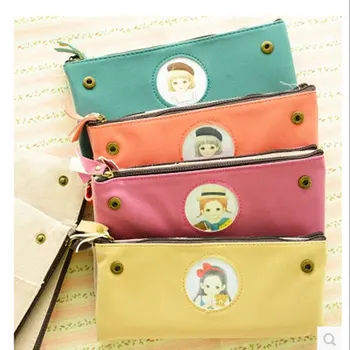 

korean postmark girl big capacity pencil case cute cosmetic bag estojo escolar school supplies kawaii stationery pencil bag