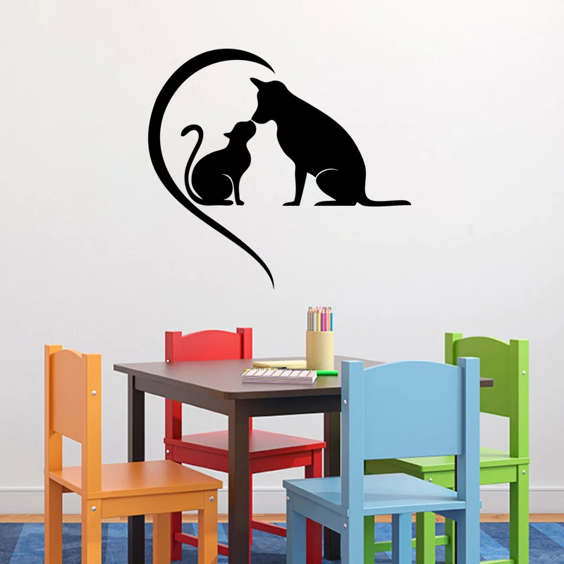 Stickers Cat with Dog Vinyl Wall deco Pet Walls Decal Home Decor