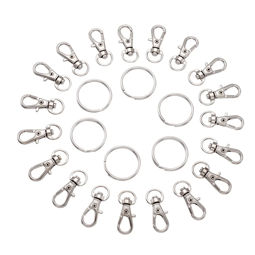 

Pandahall Alloy Swivel Lobster Claw Clasps Swivel Snap Hook Iron Split Key Rings Jewelry Finding 50pcs Clasp & 50pcs Chain Ring