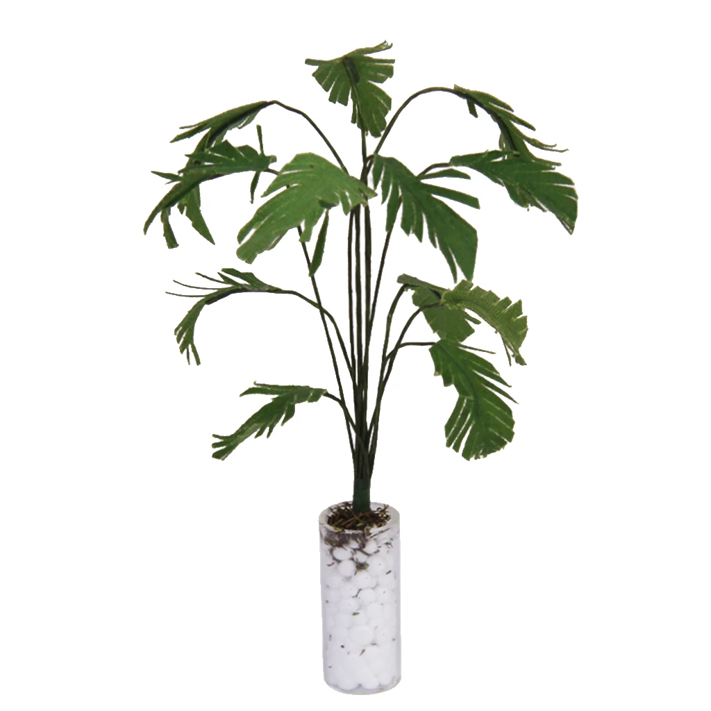1:12 Scale Dollhouse Miniature Green Banana Tree W Vase Home Garden Decor 4.33`
