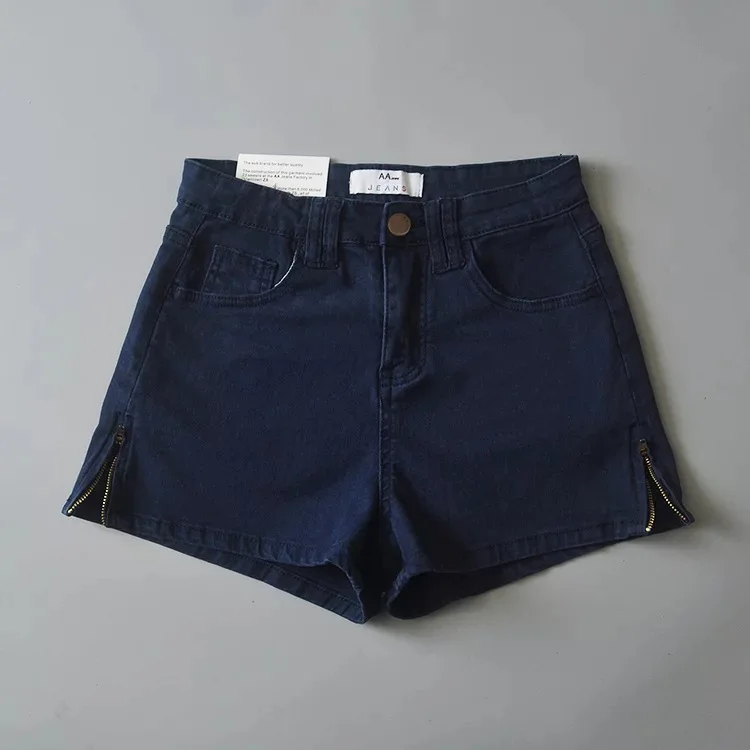 Women High Waist Denim Shorts Zipper Side Casual Summer Hot Short Jeans Sexy Booty Shorts Hotpants
